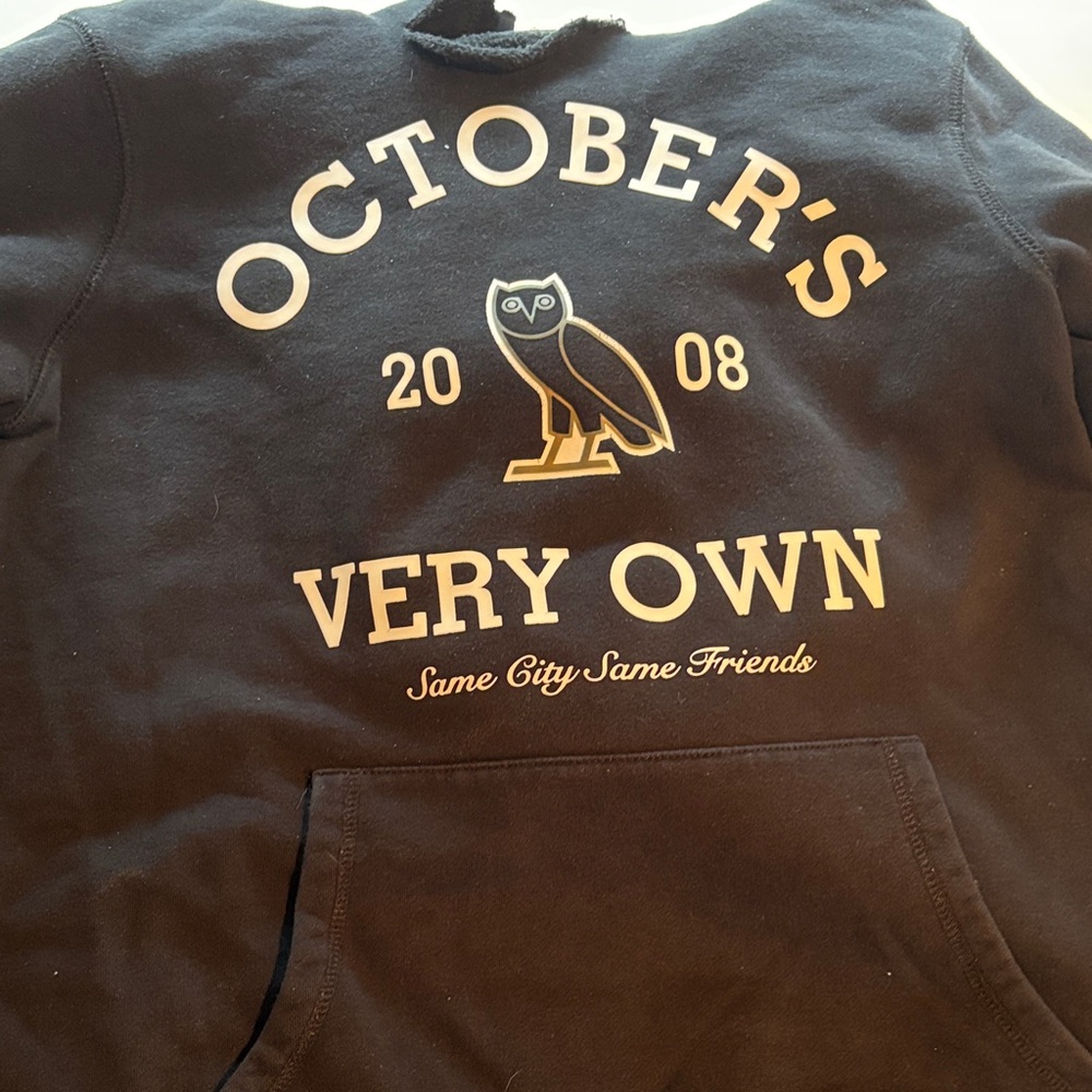 October's Very Own (OVO) Black Hoodie with Gold Logo